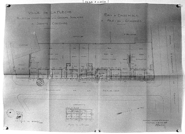 Ecole, 'plan d'ensemble et du rez-de-chaussée'.