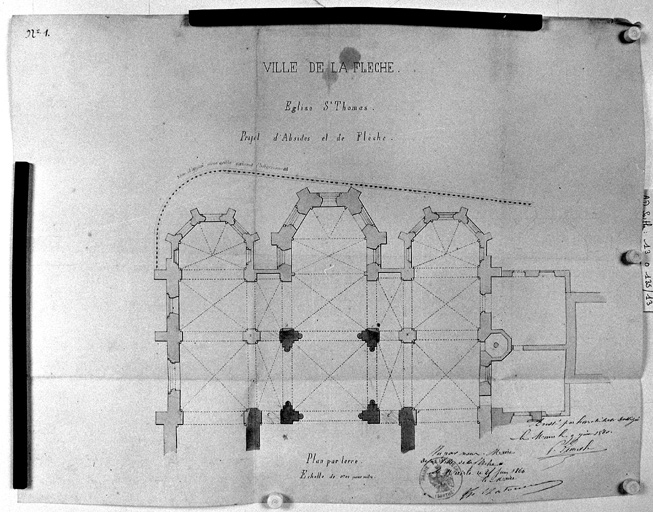 'Projet d'absides et de flèche, plan par terre'.