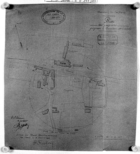 'Plan des propriétés joignant le cimetière de Sainte-Colombe'.