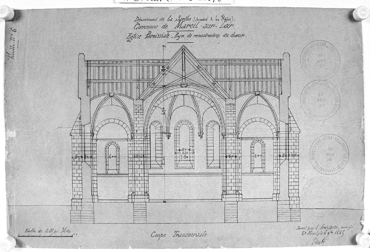 'Projet de reconstruction du choeur, coupe transversale'.