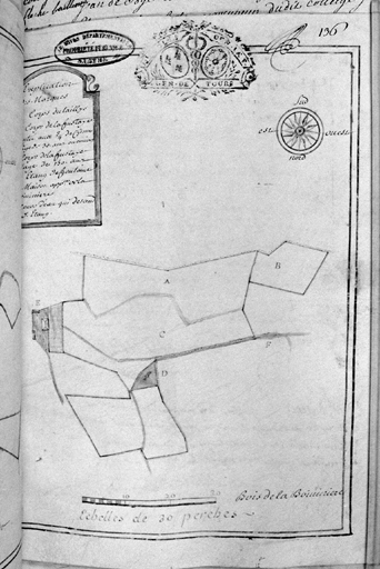 Plan-terrier du pieuré Saint-Jacques de La Flèche, plan de masse, dessin, [s. n.], 1725