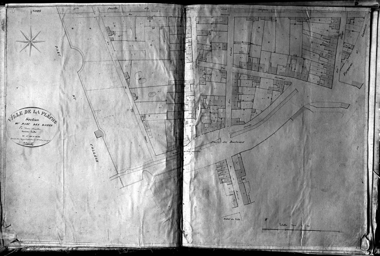 La ville, quartier du Parc des Dames, partie sud, extrait du plan cadastral de 1845, section 2 du Parc des Dames