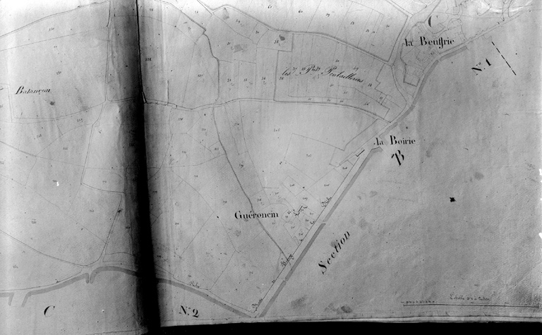 Extrait du plan cadastral de 1826, section H1, n° 212-214, éch. 1:6500e.