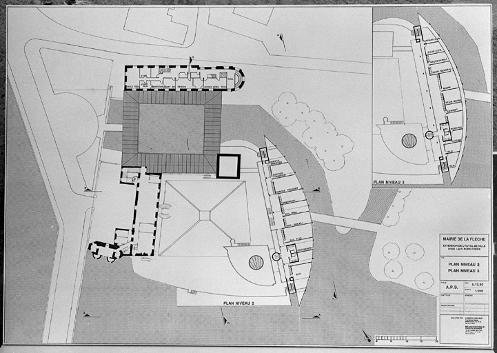 'Extension de l'Hôtel-de-Ville, plan niveau 2, plan niveau 3'.