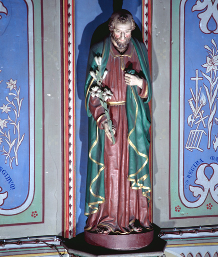 Ensemble de 4 statues : saint François d'Assise, saint Augustin, saint Vincent de Paul, saint Joseph