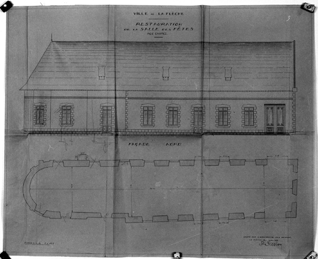 'Restauration de la salle des fêtes aux carmes', élévation sud de l'ancienne chapelle Notre-Dame-du-Chef-de-Pont.