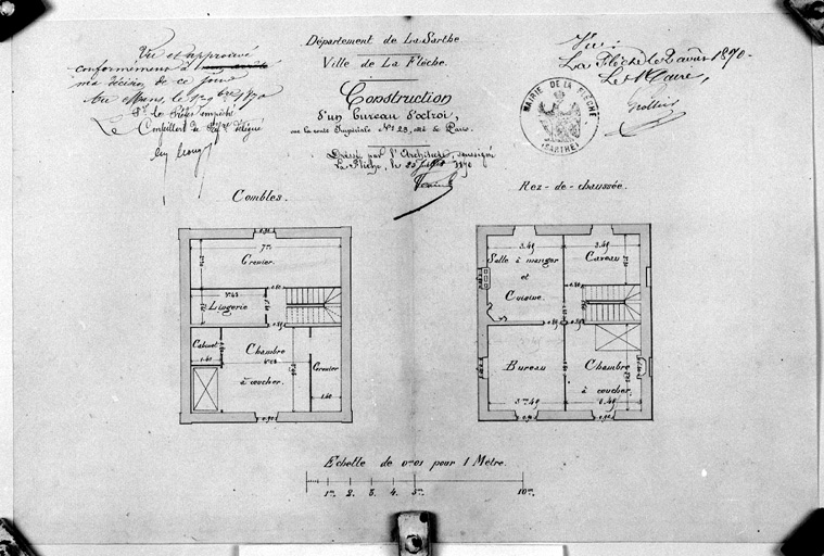 Bureau d'octroi boulevard de Montréal, plans du rez-de-chaussée et de l'étage de comble.