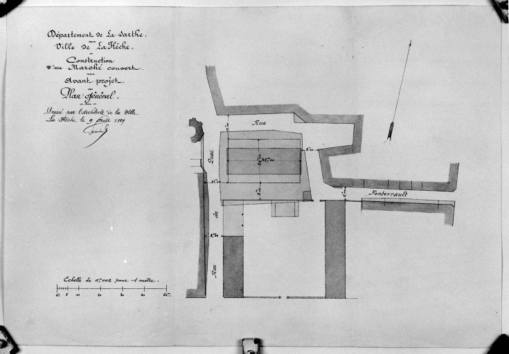 'Construction d'un marché couvert, avant-projet, plan général'.