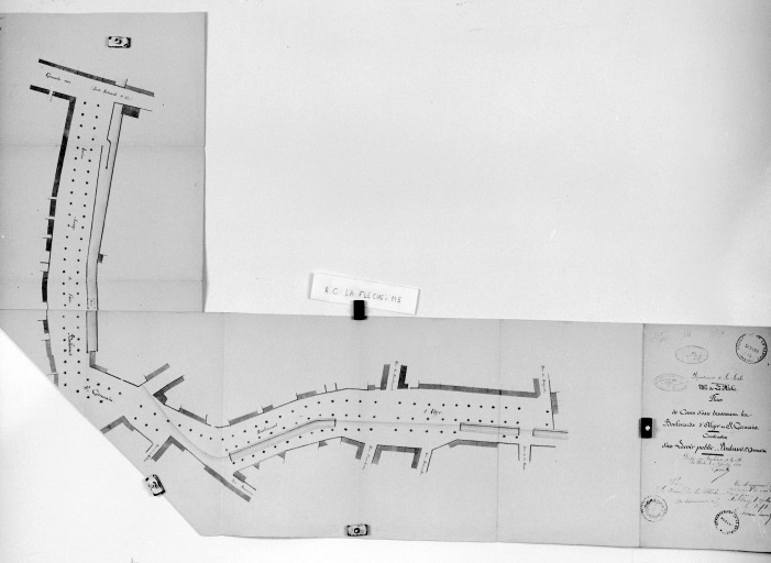 Plan des cours d'eau traversant les boulevards d'Alger et de Saint-Germain (actuellement Jean-Moulin).