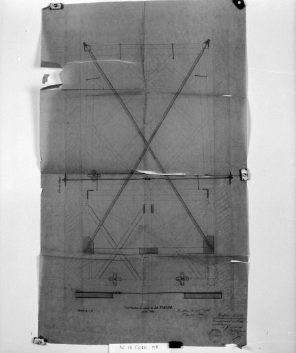 'Consolidation du clocher', plan des chaînages prévus.