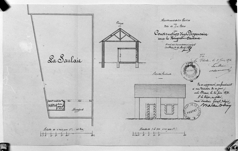 Construction d'un dispensaire sous le Hangar de la Saulaie.