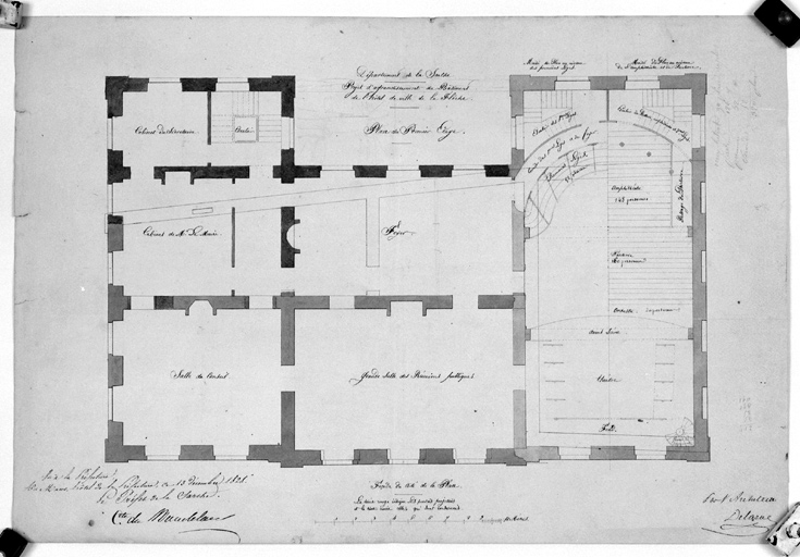 'Projet d'agrandissement du Bâtiment de l'hôtel de ville de La Flèche. Plan du Premier Etage'.