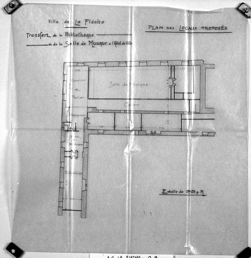 'Transfert de la Bibliothèque et de la salle de Musique à l'hôtel-de-Ville, plan des locaux proposés'.