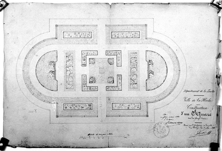 'Construction d'un square sur la place Neuve' (actuelle place de la Libération), plan des parterres.