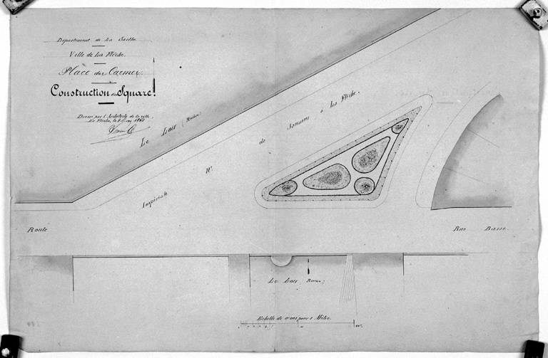 'Construction d'un square place des Carmes (actuelle place Pierre-Mendès-France), plan.