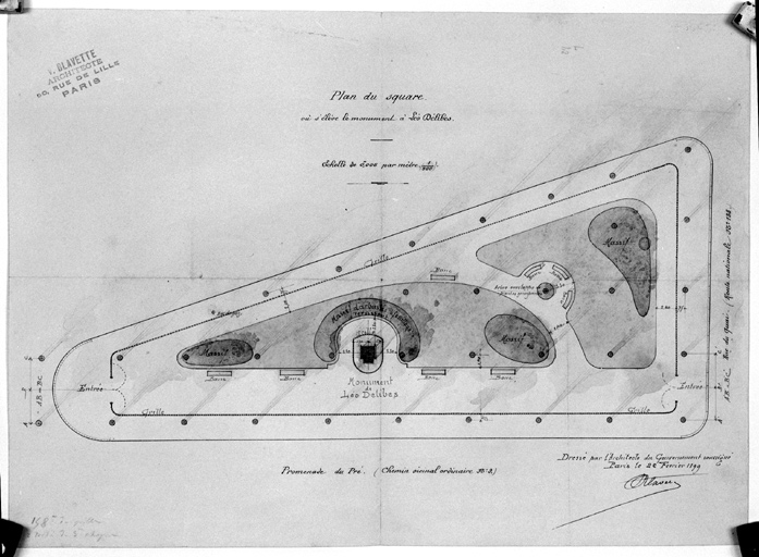 'Plan du square où s'élève le monument à Léo Delibes'.