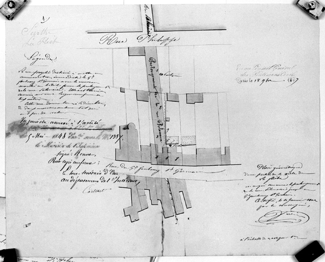 Projet de prolongement de la rue Polonaise vers la rue Saint-Germain, lavis, par Vivier, 1842