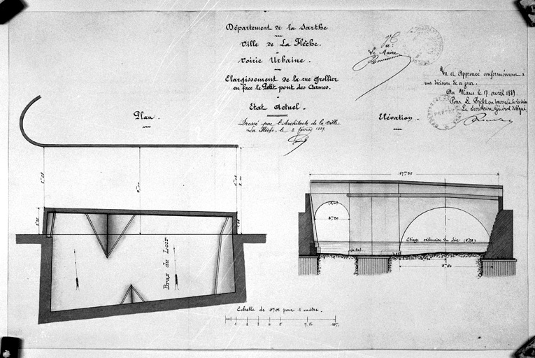 'Elargissement de la rue Grollier en face le petit pont des Carmes, état actuel'.