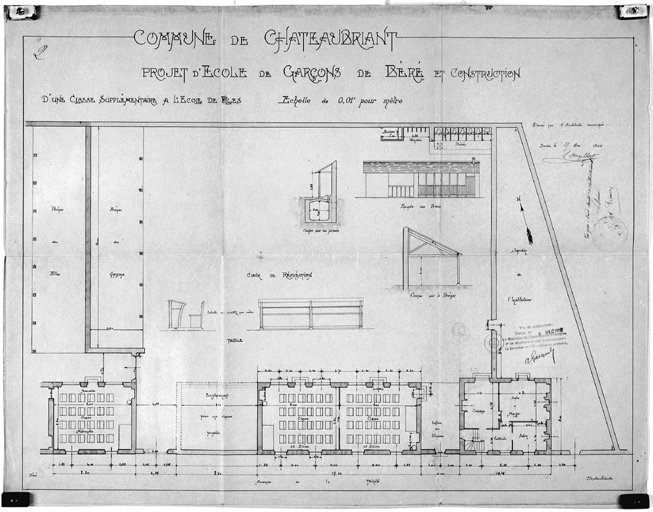 Ecole rue Annie Gaultier-Grosdoy, projet d'école de garçons plan au sol.