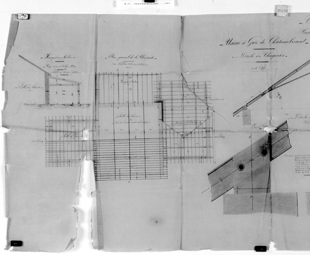 'Détail des charpentes' (partie gauche : plan).