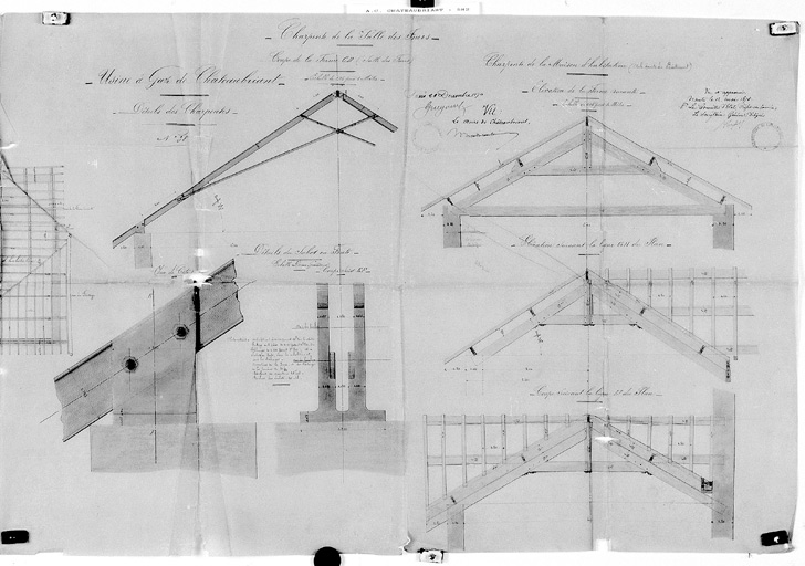 'Détail des charpentes' (partie droite : profils).