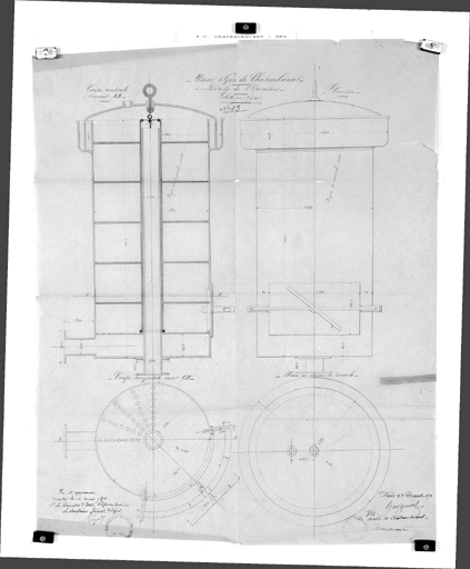 'Détail de l'épurateur', plan, coupes.
