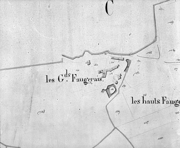 Extrait du plan cadastral de 1832, section C 2, n° 153-164