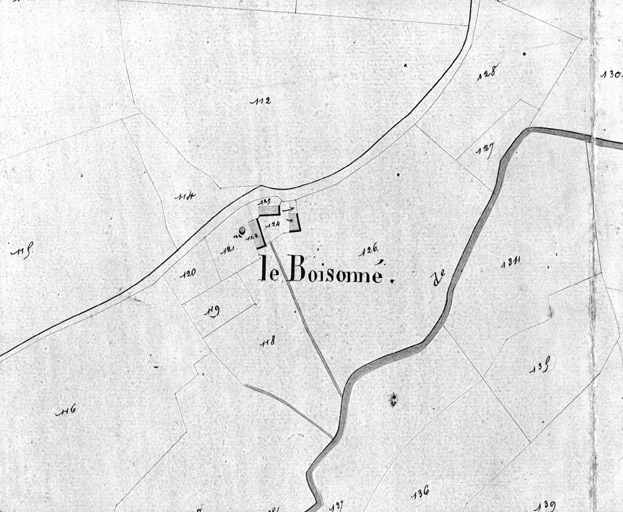 Le Boisonné, extrait du plan cadastral de 1832, section B 2