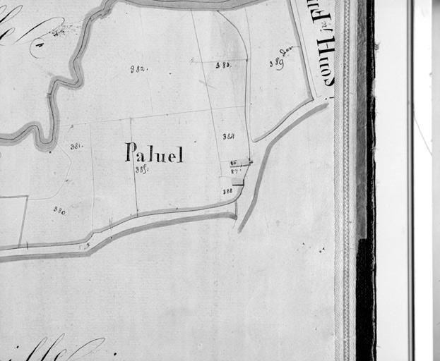 Paluel, rue Amand-Franco, extrait du plan cadastral de 1830, section C 3, n° 86-87