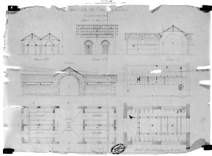 'Echaudoirs', plans, coupes, élévations.