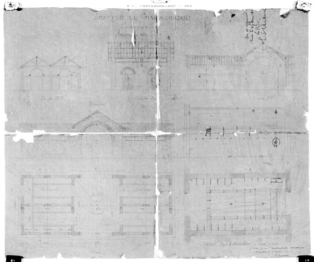 'Echaudoirs', plans, coupes, élévations.