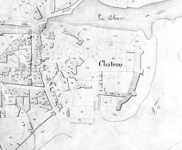 Extrait du plan cadastral de 1832, section H 1, n° 595-636