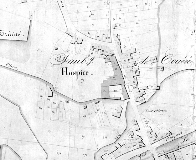 Extrait du plan cadastral de 1832, section H 1, n° 19-27, éch. 1:1500e