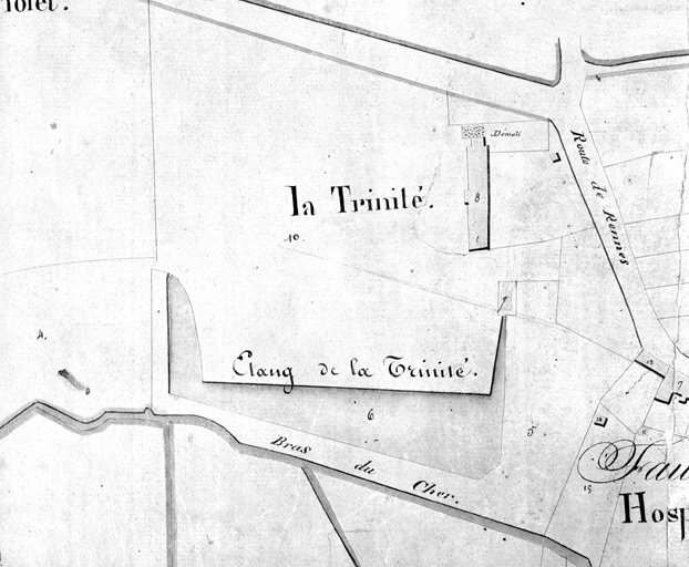 Extrait du plan cadastral de 1832, section H 1, n° 5-10