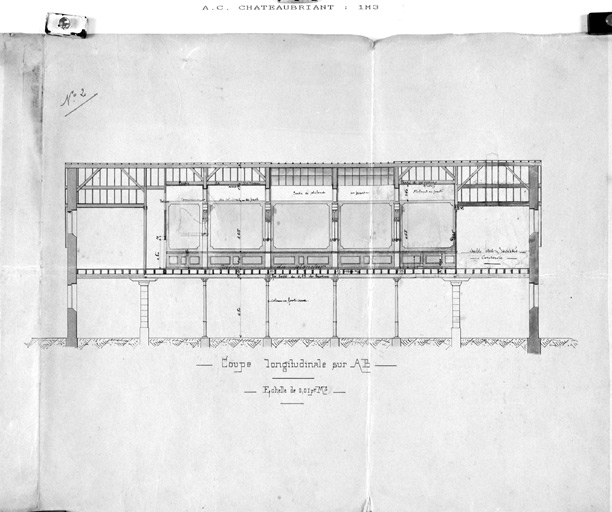 Projet de restauration, coupe longitudinale.
