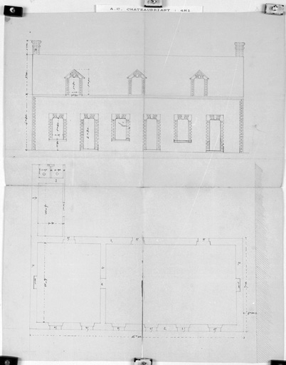 Ecole rue Marcel-Viaud, construction de classes, bâtiment au sud-ouest de la cour, élévation, plan.