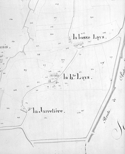 La Jarretière, la Basse et la Haute-Laye, extrait du plan cadastral de 1832, section A 2