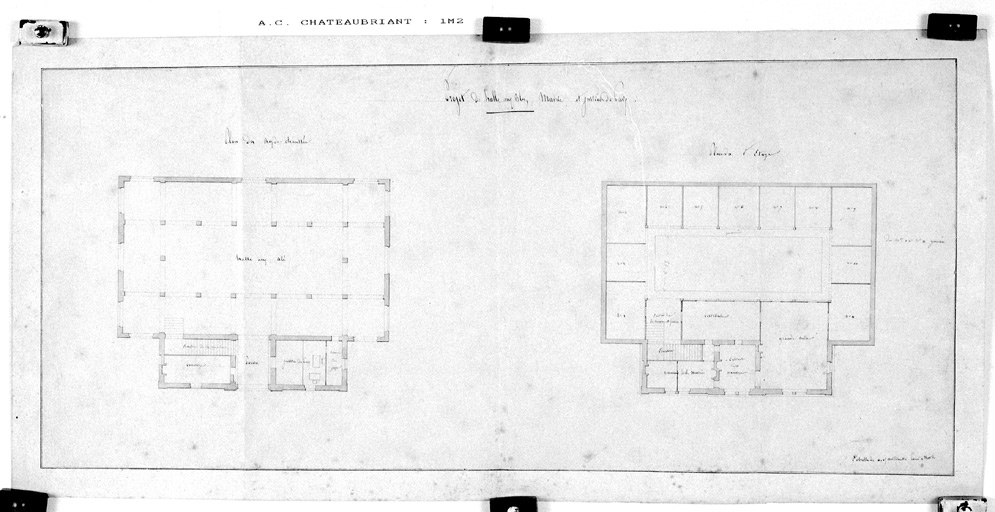 'Projet de halle aux blés, plan du rez-de-chaussée, du premier étage'.