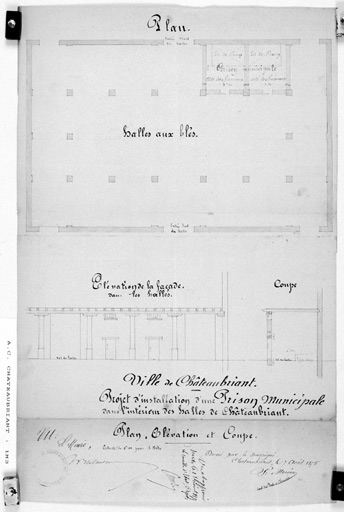 'Projet d'installation d'une prison municipale dans l'intérieur des halles de Châteaubriant'.