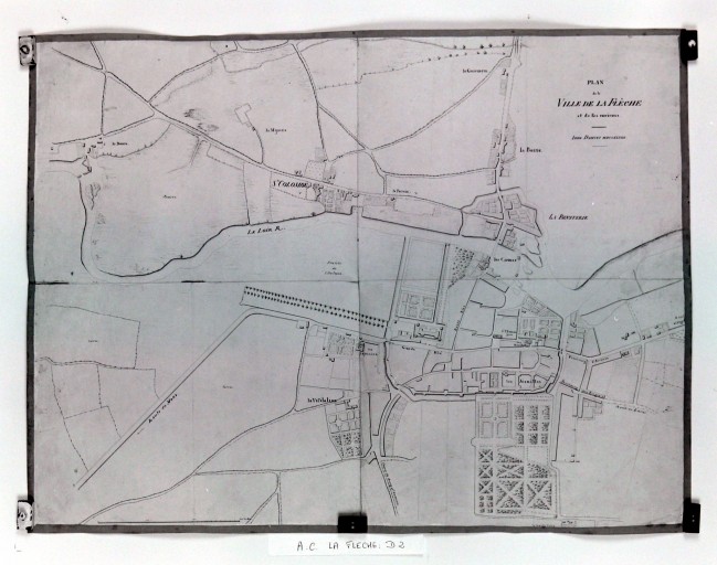 Plan de la ville de La Flèche et de ses environs d'après un plan de 1748 (cf. doc. 1).