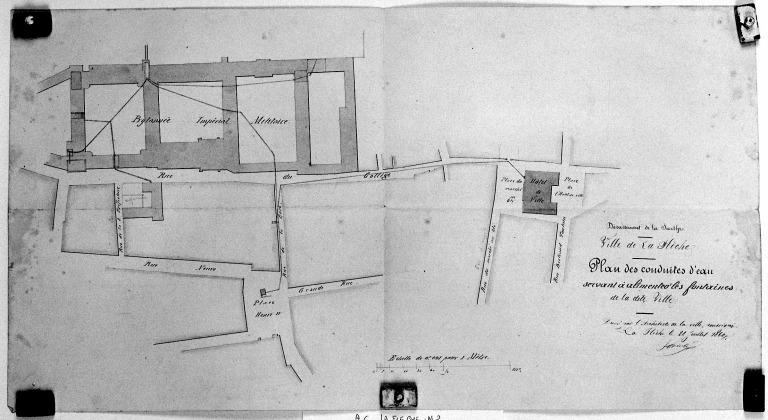 'Plan des conduites d'eau servant à alimenter les fontaines'.