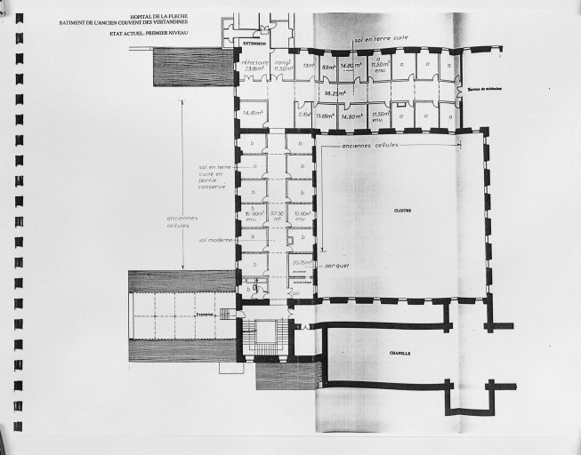 'Bâtiment de l'ancien couvent des Visitandines, état actuel, premier niveau'.