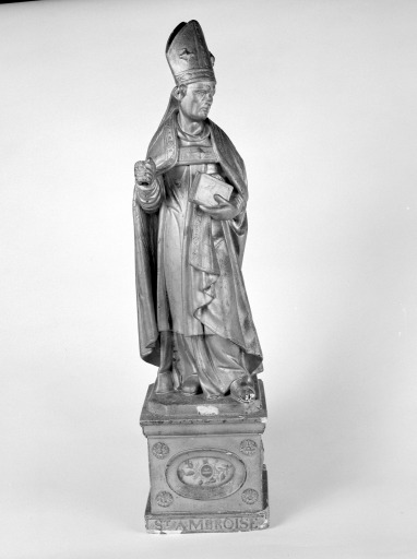 Ensemble de 4 statues-reliquaires (n° 2) : Vierge à l'Enfant, saint Thomas, saint Julien, saint Ambroise