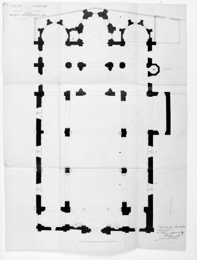 'Projet de restauration de la nef, plan', dessin, par Paul Lemesle, 1862