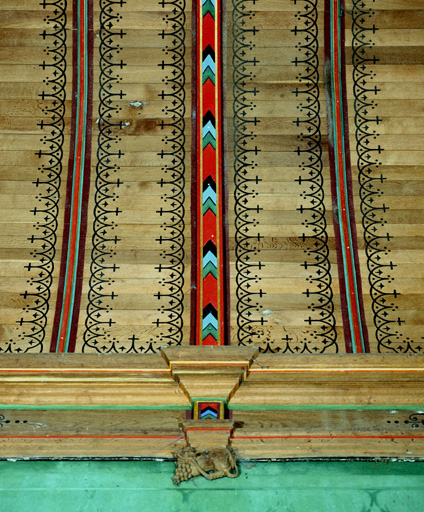 Détail du lambris de couvrement de la chapelle.