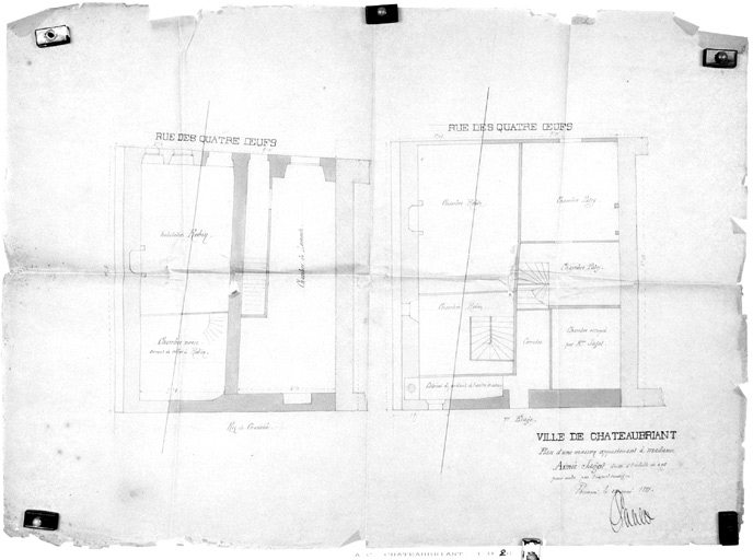 Maison rue des Quatre-Oeufs, plans du rez-de-chaussée, du premier étage.