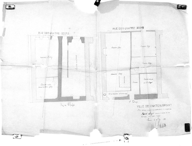 Maison rue des Quatre-Oeufs : plans du rez-de-chaussée, du premier étage.