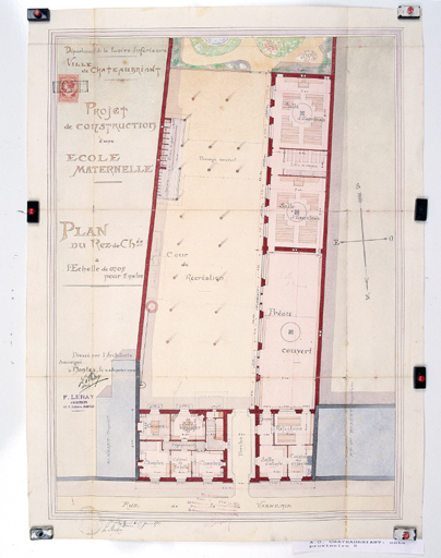 'Projet de construction d'une école maternelle', plan du rez-de-chaussée.