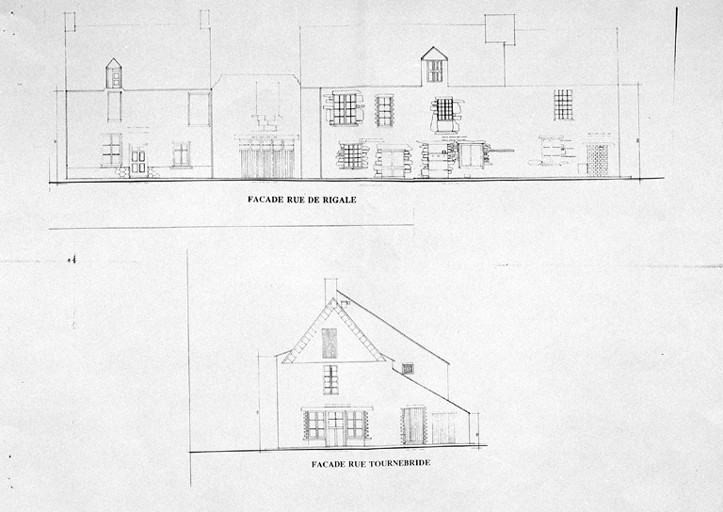2-10 rue de Rigale, élévations antérieure et droite.