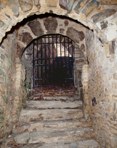 Escalier de la salle en sous-sol dans la cour.